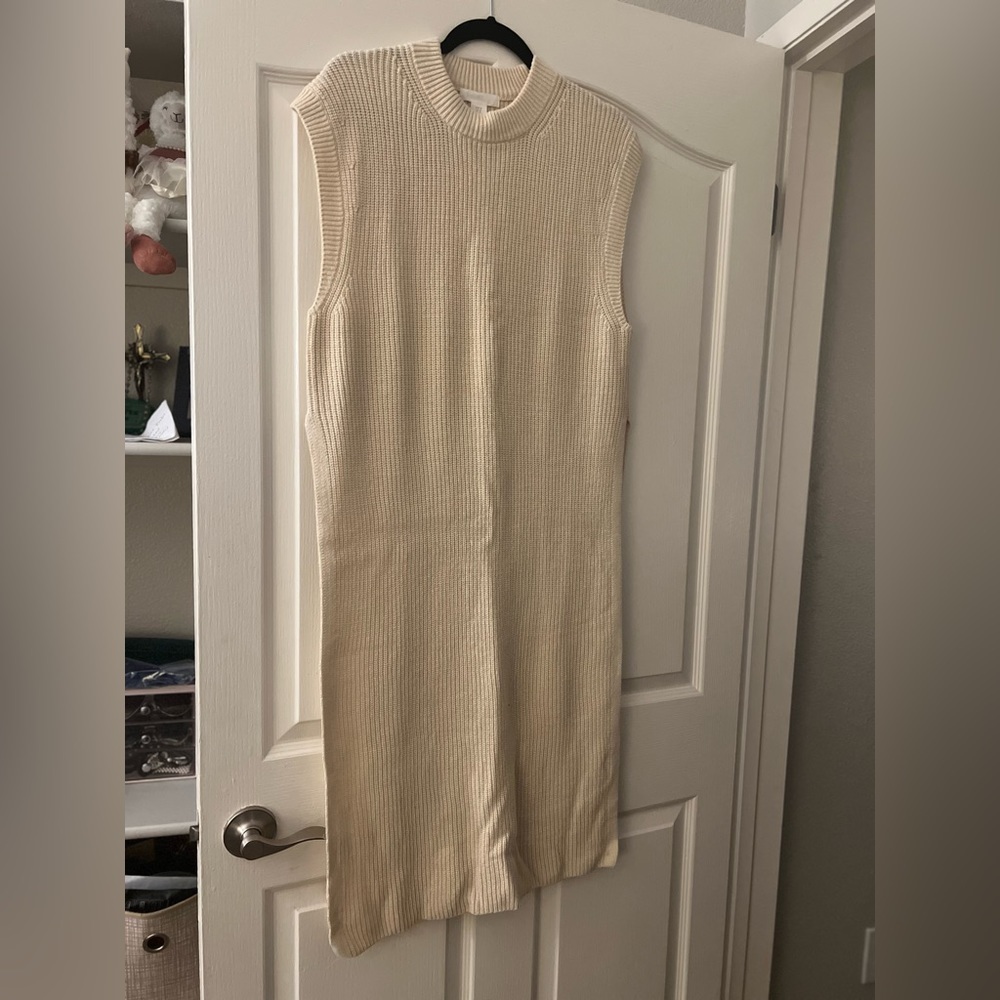 h&m beige long dress like vest